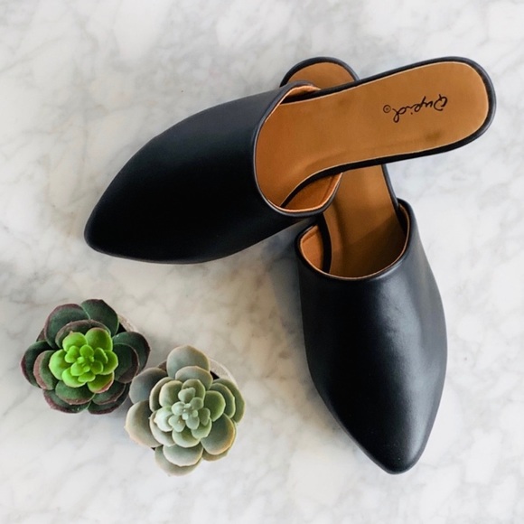 Qupid Shoes - 2 PAIRS LEFT! Vegan Leather Mule Slide Flats